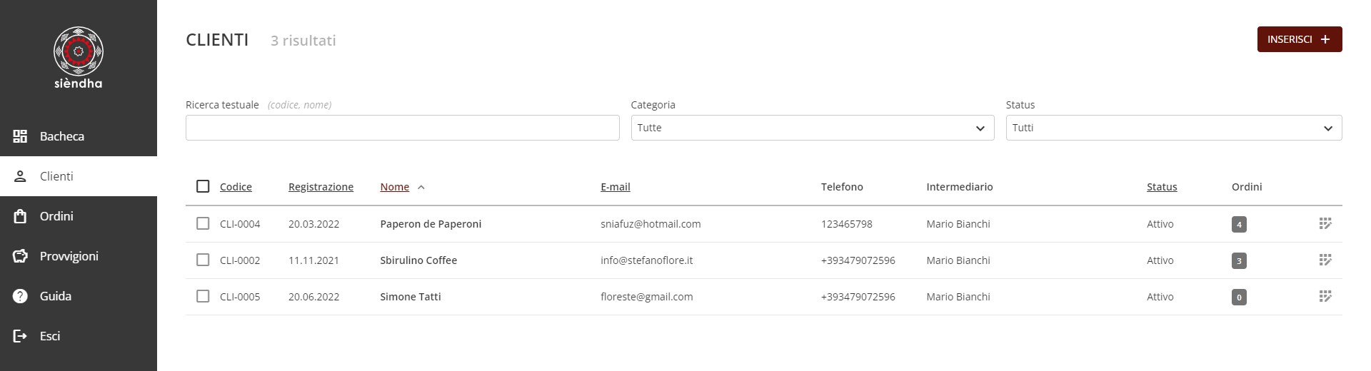 Lista clienti