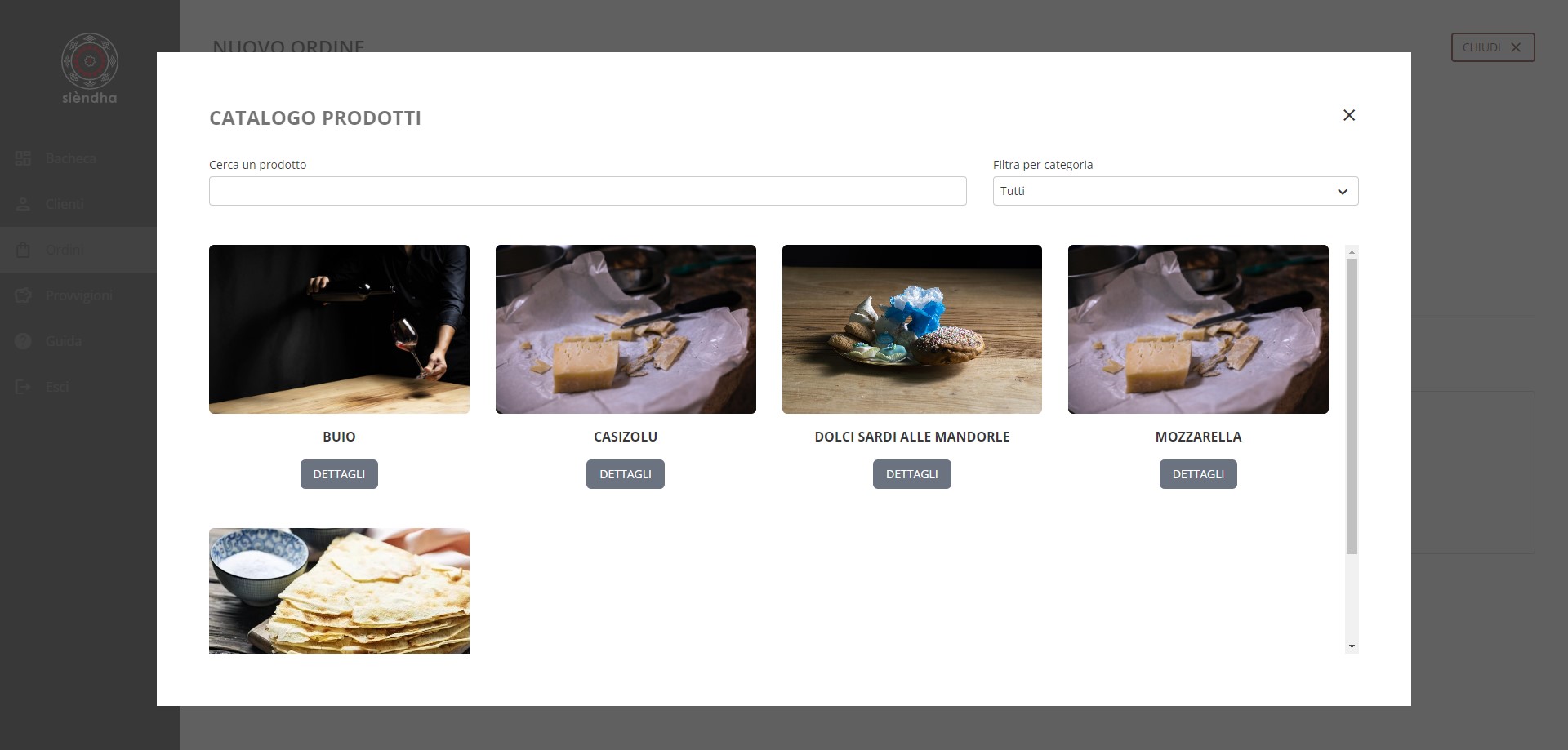 Visualizzazione catalogo prodotti